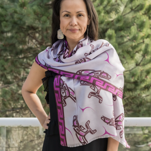 Purple Killerwhale Silk Satin Scarf